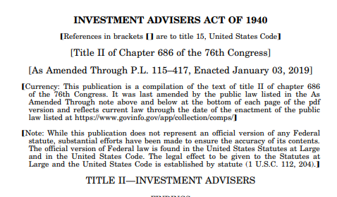 investment advisers act of 1940